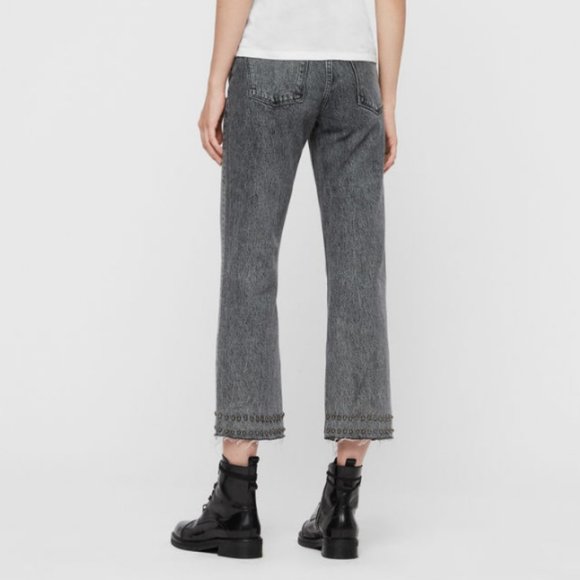 All Saints | Ava Studded Hem Straight Leg HR Jeans - Picture 5 of 15